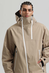 Men's Khaki Face Vent Asym-Zip Waterproof Insulated Snow Jacket